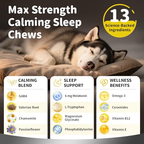 Image of Melatonin for Dogs - Advanced Dog Calming Chews for Restful Sleep & Emotional Support, Calming Treats for Dogs Relaxation, Stress Anxiety Support - Separation, Thunder, Fireworks, Bacon Flavor, 2 Pack