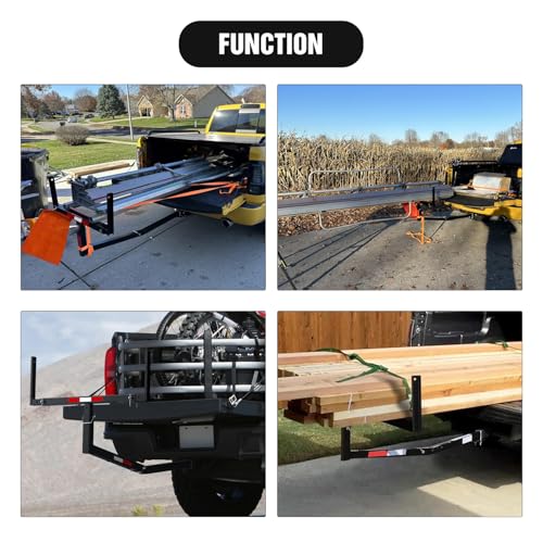 Image of Nilight Truck Bed Extender w /Straps & Receiver Tightener & Flag, Fits 2-inch Hitch Receiver, 2-in 1 Pickup Hitch Mount Truck Bed Extension for Rack, SUV, Lumber, Ladder, Canoe, Boat, Kayak, Pipes
