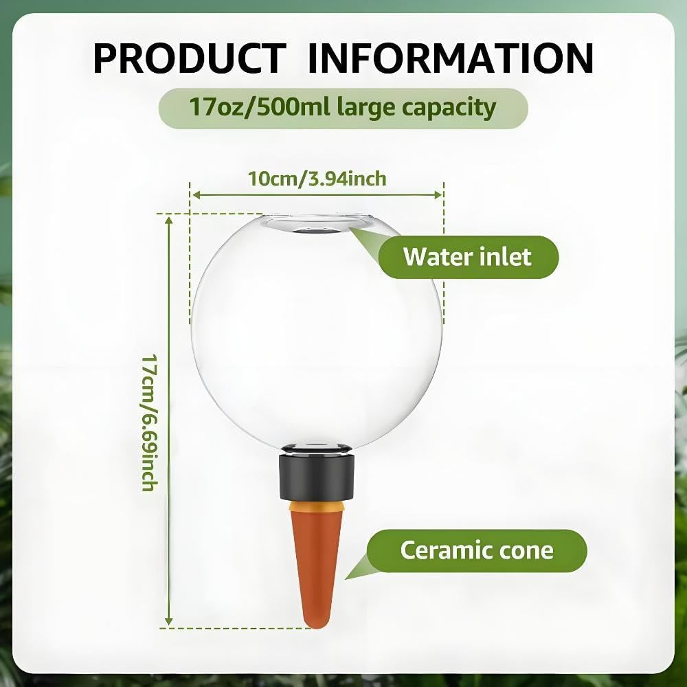Dispositif D'Arrosage Automatique en Forme de Boule 500ml, Globes D'Arrosage de Plantes, Spike D'Arrosage, Dispositif D'Arrosage Portable, Globes D'Arrosage d'eau pour La Maison (6 Pcs)