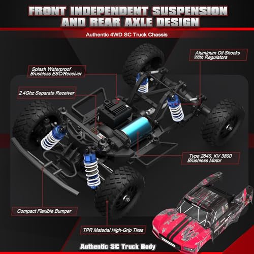 Image of HAIBOXING 3100A 4X4 Off-Road Brushless RC Short-Course Truck, 1:14 Scale Fast RC Car, Max Speed of 42 km /h (or 60 km /h with 3S Battery), 4WD Electric Powered Remote Control Truck for Adults and Boys