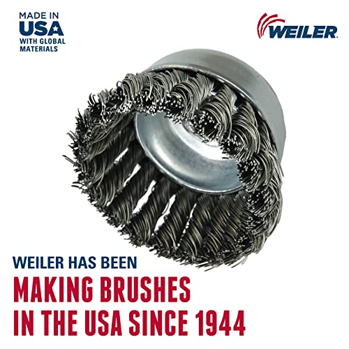Weiler 12276 5" Single Row Knot Wire Cup Brush, .023" Steel Fill, 5/8"-11 Unc Nut, Made In The Usa #TOP1