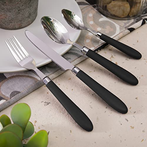 Ménagère 24 pièces inox noir table couverts complets modernes