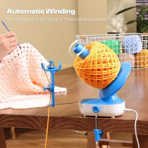 Image of Caydo A1 Max Electric Yarn Winder, 10oz Large Capacity Auto Yarn Spinner | Dual-Spring Strong Tension, Stepless Speed Smooth Yarn Cake Winding, Ideal Present for Knitting & Crochet Craft Lovers Blue