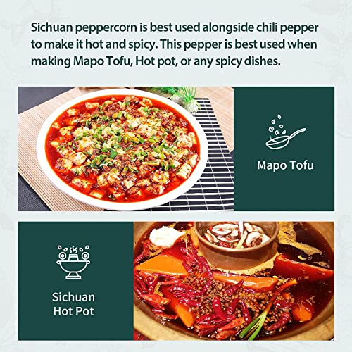Soeos Sichuan Peppercorns, 4 Ounce(113g), Authentic Szechuan Red Peppercorn, Numbing and Tingle Effect, Less Seeds, Strong Flavor, Essential for Mapo Tofu, Kung Pao Chicken and Asine Cusine