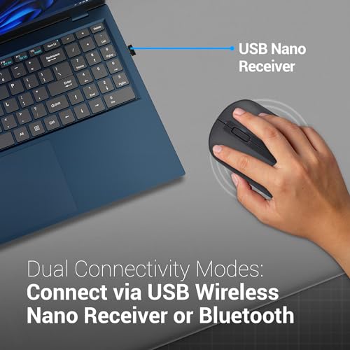 ZEBRONICS Pulse Wireless Mouse, Multi Connectivity, Dual Bluetooth, for Mac, Laptop, Computer, Tablet, 2.4GHz, 1200 DPI, Comfortable & Lightweight (Black) ZEBRONICS Pulse Wireless Mouse, Multi Connectivity, Dual Bluetooth, for Mac, Laptop, Computer, Tablet, 2.4GHz, 1200 DPI, Comfortable & Lightweight (Black)