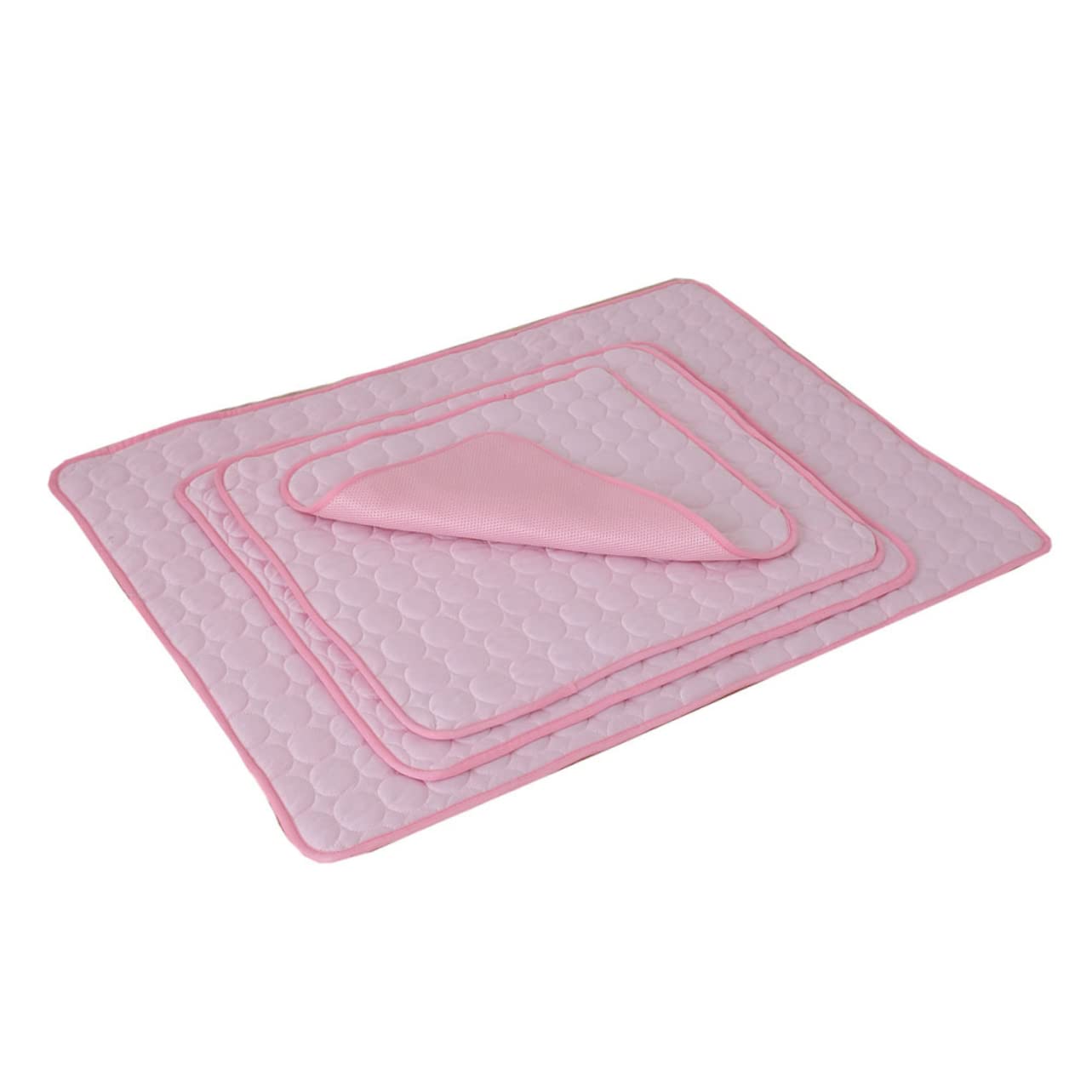 HAPINARY Cot Cooling Mat for Dog and Pet, Summer Cooling Mat for Pet with Ice Silk and Cotton, Foldable, Cool and Breathable Pad for Crate and Car Travel, Pink