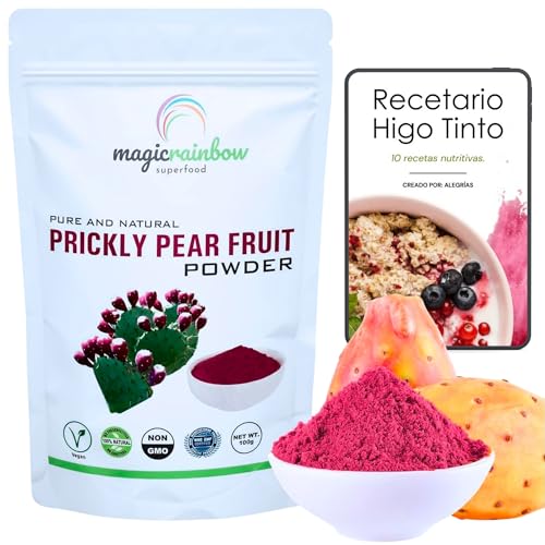 Higo Chumbo Rojo en Polvo Orgánico - Suplemento Natural para Control de Peso, Digestión y Nivel de Azúcar - Rico en Omega 3, Fibra, Zinc, Hierro y Vitaminas C y A - 100g Vegano, Sin Gluten