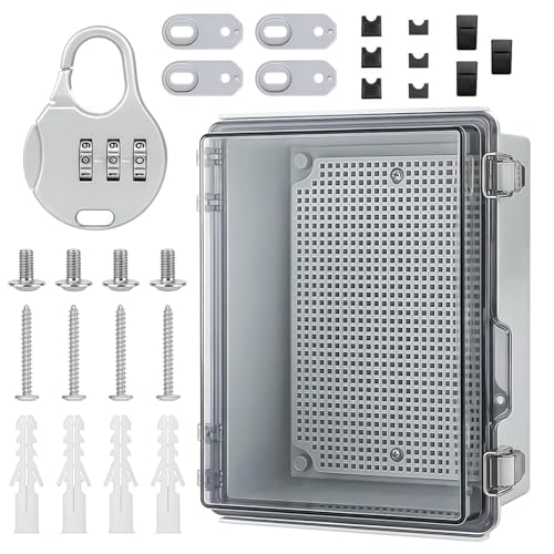 27 Pièces Coffret Électrique Étanche Extérieur IP67, Boîte de Dérivation Étanche Électrique avec Cache Compteur, 220x170x110mm, Bornier, Montage Mural...