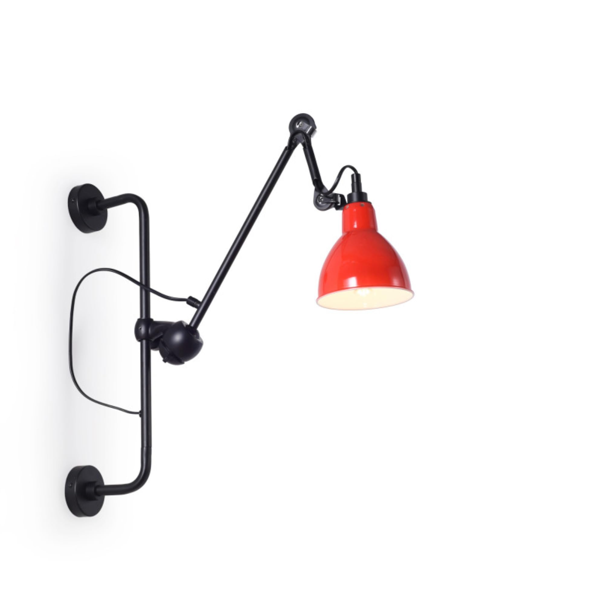 BARCRLONA LED Aplique de pared articulado industrial RUBY 210 con enchufe E27, lámpara de pared orientable 360°, brazo ajustable estilo loft para dormitorio, estudio, oficina, salón o restaurante