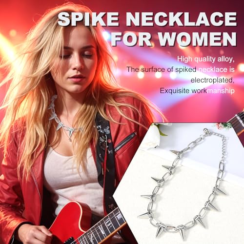 Abeillo Goth Choker-Halsketten für Frauen, Spike Choker Punk Rock Choker Schmuck Vintage Y2k Accessoires für Männer und Frauen (Silber)
