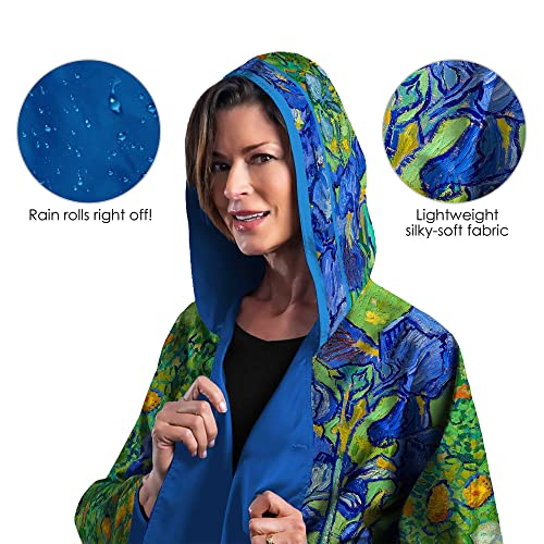 Raincaper Van Gogh Irises Womens Rain Cape Poncho With Hood Reversible #TOP2