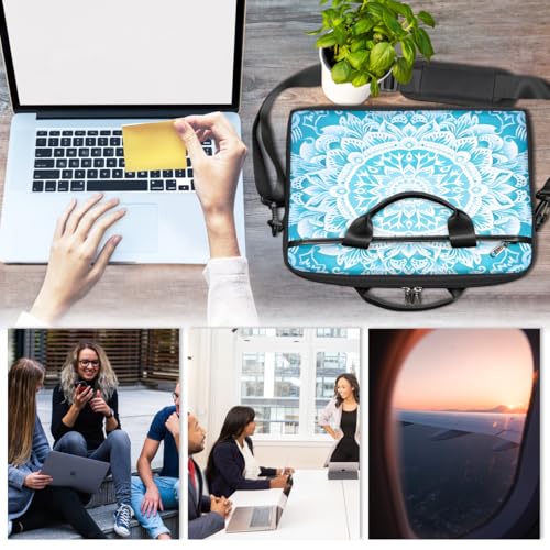 Maletín para laptop con patrón mandala azul étnico 15 pulg miniatura 6
