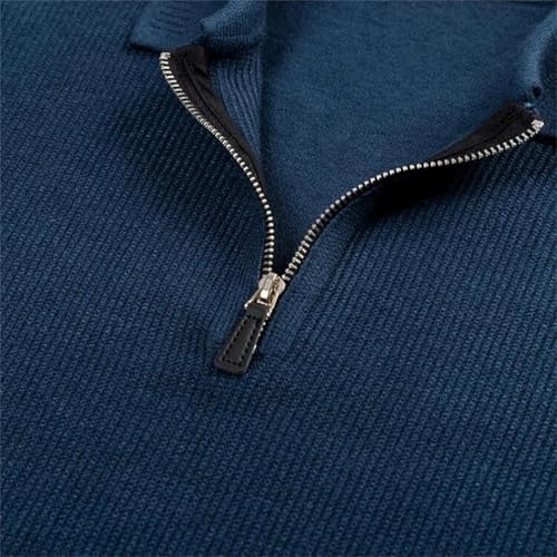 Mens Quarter Zip Business Sweater Long Sleeve Warm Ribbed Knit Pullover Lightweight Sweater3