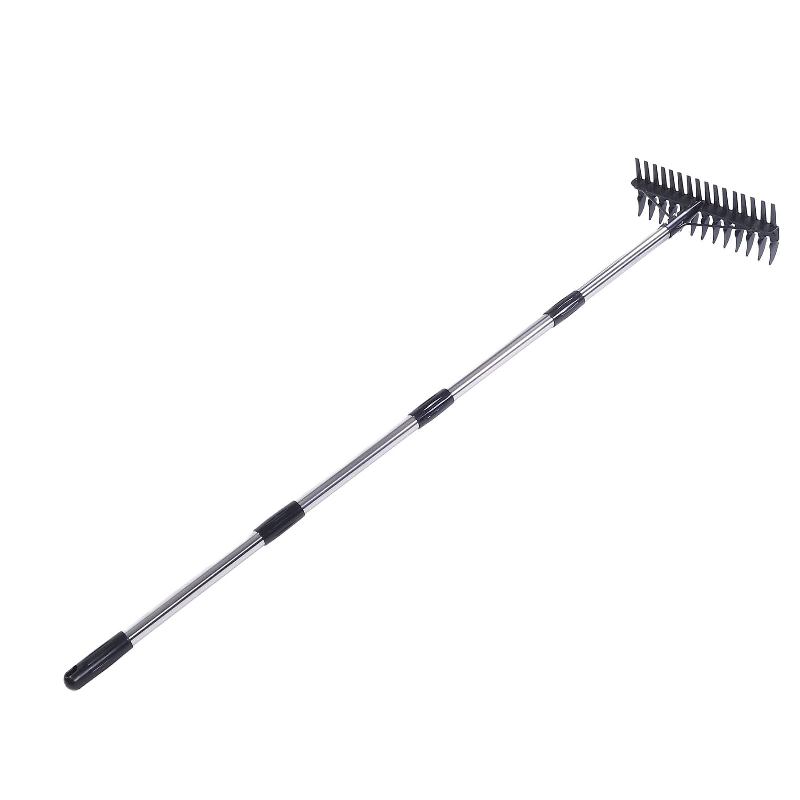 Greensen Rastrillo de Jardín, Rastrillo de Metal de Doble Cara de Hierro y Acero Inoxidable con Ajustable de 90 Cm a 160 Cm, Cabezal de 36,5 de Ancho para Nivelar el Suelo, Cuidado del Césped y