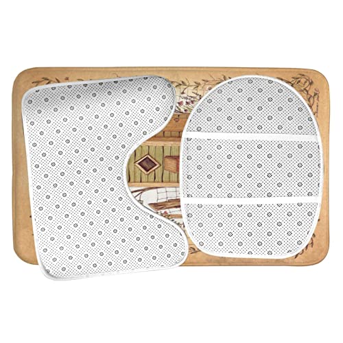 Outhouse Badezimmerteppich 3-teiliges Set, saugfähige Badematten für Badezimmer, maschinenwaschbar, Badezimmermatte & U-Form, WC-Konturmatte & WC-Deckelbezug – Bild 6