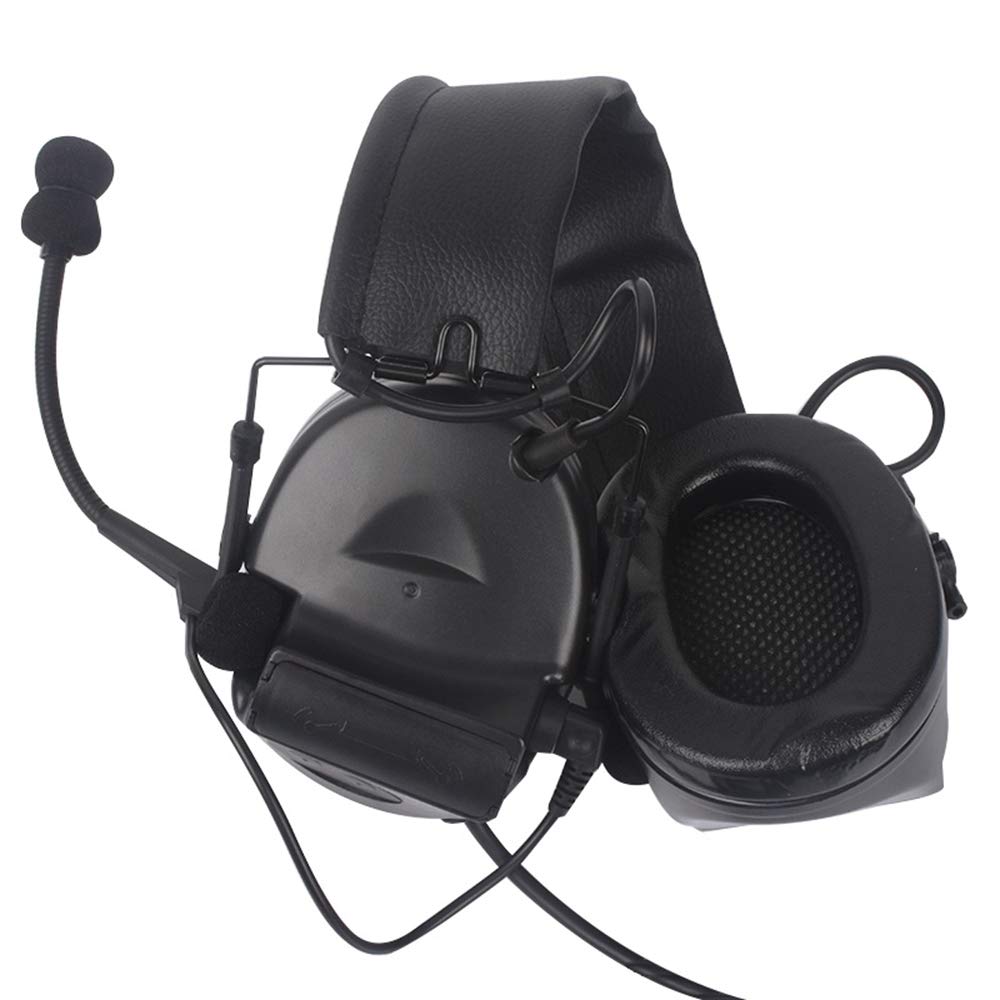 Auriculares tácticos montados en la cabeza con micrófono desmontable, juegos de deportes al aire libre, cosplay, auriculares de comunicación sin función de reducción de ruido (negro), Negro,