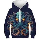 Demonio del Mar Sudadera Con Capucha Animal Para Niñas Sudadera De Manga Larga Para Niños Sudadera Con Capucha Impresa En 3D Sudadera Divertida Ropa Con Sudadera Con Capucha De Bolsillo 11-13Y