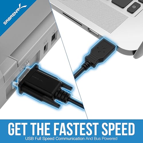 Image of SABRENT USB 2.0 to Serial (9-Pin) DB-9 RS-232 Adapter Cable 6ft Cable [FTDI Chipset] (CB-FTDI)