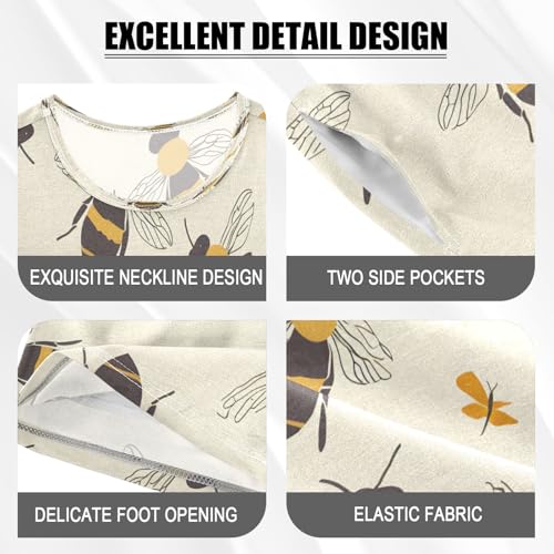 senya Short Sleeve Pajamas Sets Summer Cotton Sleepwear Bees Texture Vector4