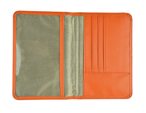 Belle Donne RFID Blocking Passport Cover PU Leather Travel Wallet - Orange