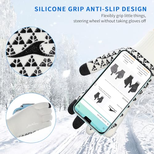 Image of Achiou Winter Gloves, Glove for Men Women, Upgraded Touch Screen Texting Warm Running with Thermal Soft Knit Lining