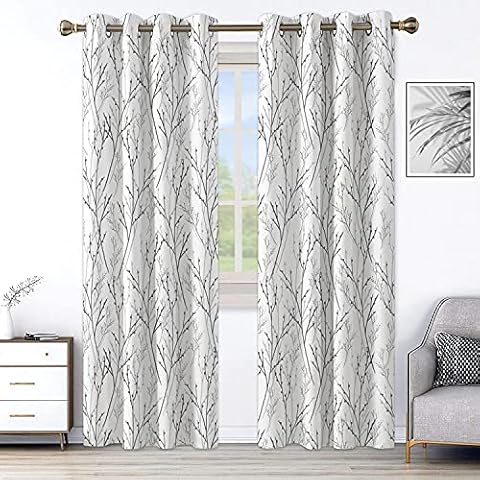 Vigesun Tree Branch Pattern Blackout Curtains Botanical Thermal Insulated Window Treatment Drapes Grommet Living Room Bedroom Window Drapes Set of 2 Panels Each 52W X 84L Inches Cover
