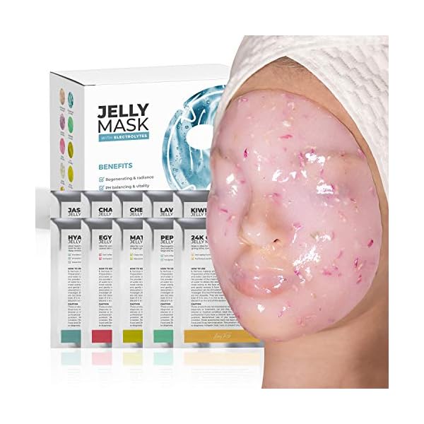 Avery-Rose-Peel-Off-Jelly-Mask-Premium-Modeling-Rubber-Mask-Spa-Set-10-Treatments-24k-Gold-Lavender-Kiwi-Peppermint-Egyptian-Rose-Matcha-Chamomile-Tea-tree-Jazmine BRÃUN Peel-Off Jelly Mask Hydrating Premium Modeling Rubber Mask Spa Set - 10 Treatments (24k Gold, Lavender, Kiwi, Peppermint, Egyptian Rose, Matcha, Chamomile, Tea tree, Jazmine)
