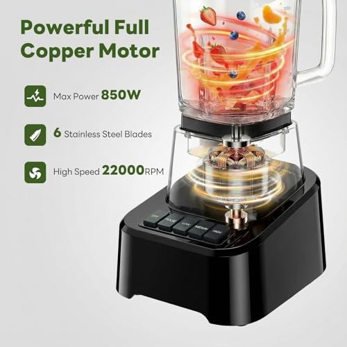 Image of OLIXIS Professional Blender for Smoothies, Full-Size Kitchen Blender with 850 Peak Watts & 54oz Large Glass Pitcher, 4 Speeds with Pulse for Ice Crushing Frozen Fruits, Dishwasher Safe, Black