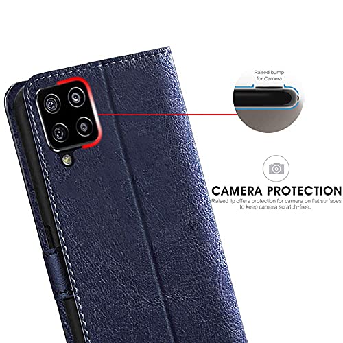 Image of TheGiftKart Flip Back Cover Case for Samsung Galaxy M42 5G | Dual-Color Leather Finish | Inbuilt Stand & Pockets | Wallet Style Flip Back Case Cover for Samsung M42 5G (Faux Leather, Blue & Brown)