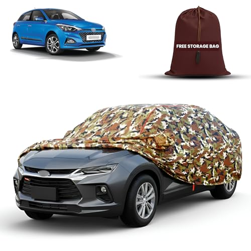 Image of MORNYRAY Car Cover for Hyundai Elite i20 | Fully Waterproof Car Body Cover | with Mirror & Antenna Pocket | Dustproof, Windproof & Anti-Scratch Lining, Camouflage