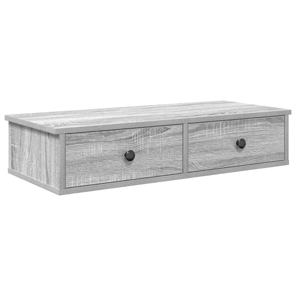 Étagère murale chambre et salon meuble suspendu Gris Sonoma déco