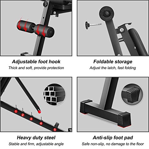 PITHAGE Weight Bench for Home Gym Adjustable Strength Training Bench for Full Body Multi-function Workout Bench with 6 Position Body-building apparatus