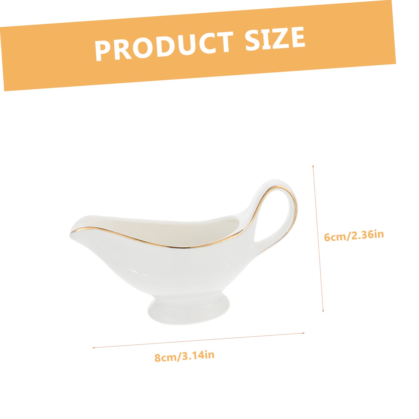 VALICLUD Elegant Rimmed Gravy Sauce Boat Porcelain Condiment Jug for Sauces Dressings and Soups for Restaurants Cafes and Home Entertaining