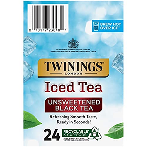 Image of Twinings Iced Tea Unsweetened Black Tea K-Cup Pods for Keurig, Caffeinated, Refreshing, Smooth, Black Tea, 24 Count (Pack of 2)