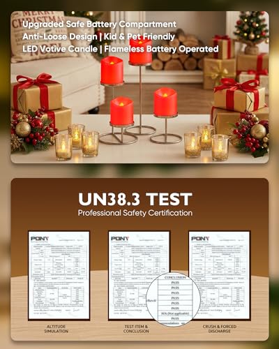 Image of Homemory 12Pack Red Flickering Flameless Votive Candles, 200+Hour Electric Fake Candles, Battery Operated LED Tealight for Wedding, Outdoor, Table, Festival (Warm White,Battery Included)