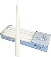 Stonebriar 10-Inch White Unscented Taper Candles 10-Pack - 7 Hour Burn, Clean Smokeless Flame for Dinners & Events