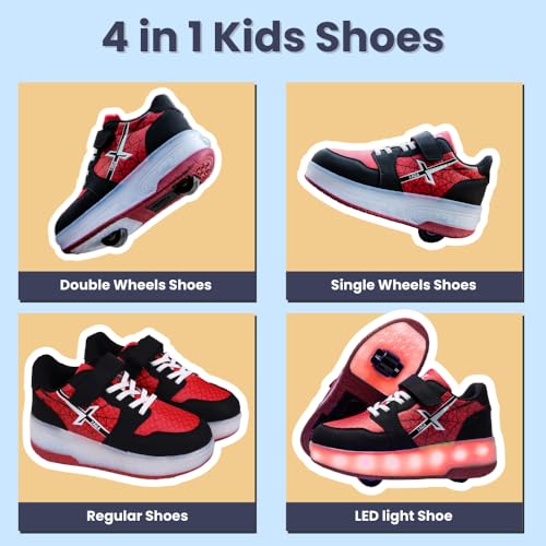 Roller Skate Shoes for Kids - Wheels with USB Charging Led Light Up, Shiny Sneakers for Boys & Girls - Perfect for Christmas & Birthday2