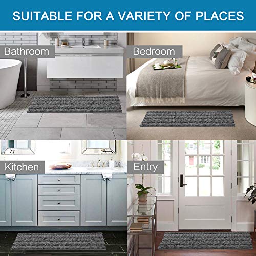 H.versailtex Bathroom Rugs Bath Mat Runner Rug Non Slip Kitchen Rug Extra Long Bath Rug Runners Oversized 59" X 20" Absorbent Washable Dry Fast Plush Area Rug For Bathroom / Bedroom - Grey #TOP5
