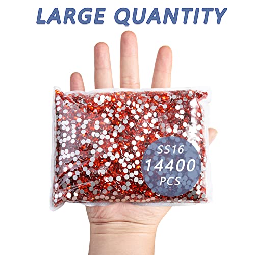 Image of Beadsland Flatback Rhinestones Bulk,14400pcs Orange Rhinestones for Nails Crafts Clothes DIY Decoration, Hyacinth /Orange, SS16, 3.8-4.0mm