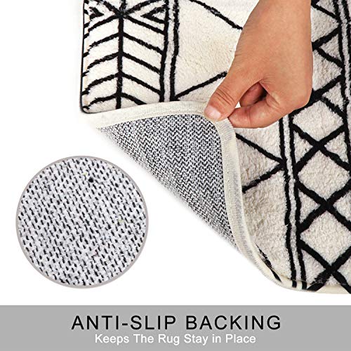 Haocoo Bath Rug Runner 18X47 Inch Modern Geometric Velvet Bathroom Rugs Non-Slip Tribal Style Bath Mat Soft Luxury Microfiber Machine-Washable Floor Rugs For Tub Shower #TOP1