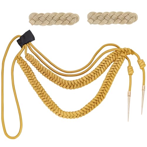 Gold Shoulder Epaulets & Aiguillette Cord Braided Military-Style Shoulder Badge for Uniforms Cosplay DIY Costume Holiday & Party Accessories