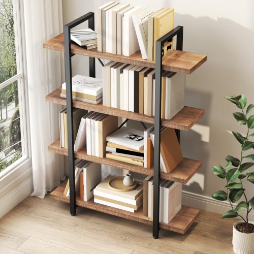 HSH Standregal 105cm Eiche mit 4 Ebenen,Holz Bücherregal für Wohnzimmer – Ansicht 4