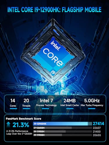 Image of Bmax B9 Power Mini PC, Intel Core i9-12900HK (14C /20T, Beats i9-11900H /R9 6900HX /7735HS), 24GB LPDDR5 1TB NVMe SSD, Micro Desktop Computer Support 4TB Expansion, WiFi 6, Triple 4K Display, Win 11 Pro