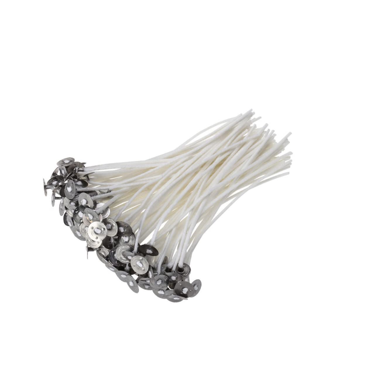 MUELODSIC 100pcs Cotton Candle Wicks with Tabs Low Smoke for DIY Candle Making Projects Compatible with Soy Gel Paraffin Wax