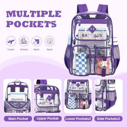 Image of PIG PIG GIRL Clear Backpack for School,Heavy Duty PVC Transparent Bookbag for Girls Stadium Approved See Through Backpack
