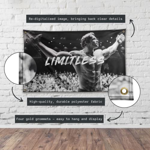 Js Goods Limitless Flag Banner Arnold Schwarzenegger 3X5 Feet Gym Motivation Funny Fitness Poster Durable Cool Tapestry Man Cave Wall Decor thumb #2