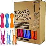 The Smartest Heavy Duty Clothespins with Hooks (24 Pack Orange, Pink, Blue) - Hang 3 Garments at Once with Our Tough, Dual Hooks Clothes Pins with Anti-Rust Spring - Tough, Colorful Clothespins