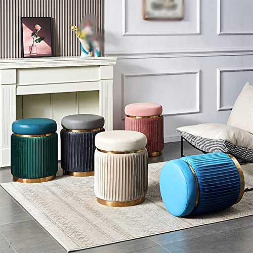 Taburete de tocador redondo de terciopelo para decorar el salón o el dormitorio con estilo actual 4