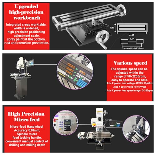 WYDDDARY Mini Mill Drill Lathe Combo