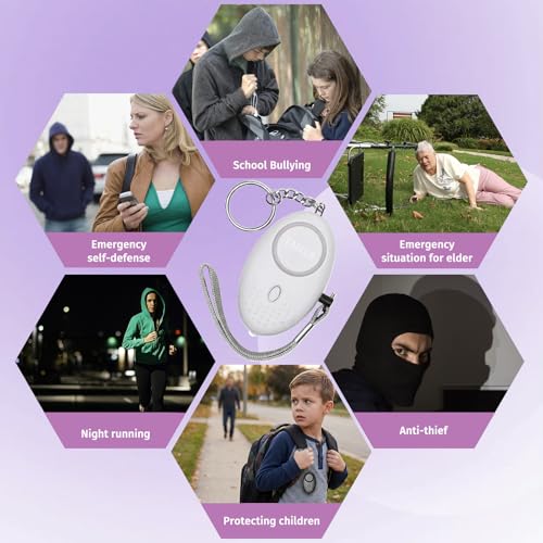 Image of Personal Alarm for Women 140DB Emergency Self-Defense Security Alarm Keychain with LED Light for Women Kids and Elders-2 Pack (Aqua Marine & White)